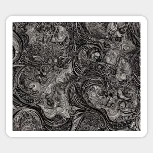 Abstract Dark Black and White Ornate Graphite Drawing Sticker